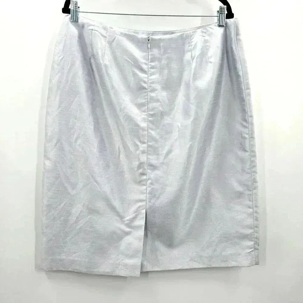 Larry Levine Suits Silver Pencil Zipper Knee‎ Length  Bottom Skirt Plus 18 - Image 2
