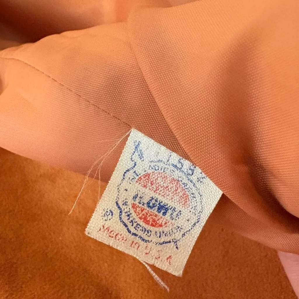 Vintage 70s 80s peach orange Lilli Ann Ultrasuede union made blazer jacket Size M - Image 7