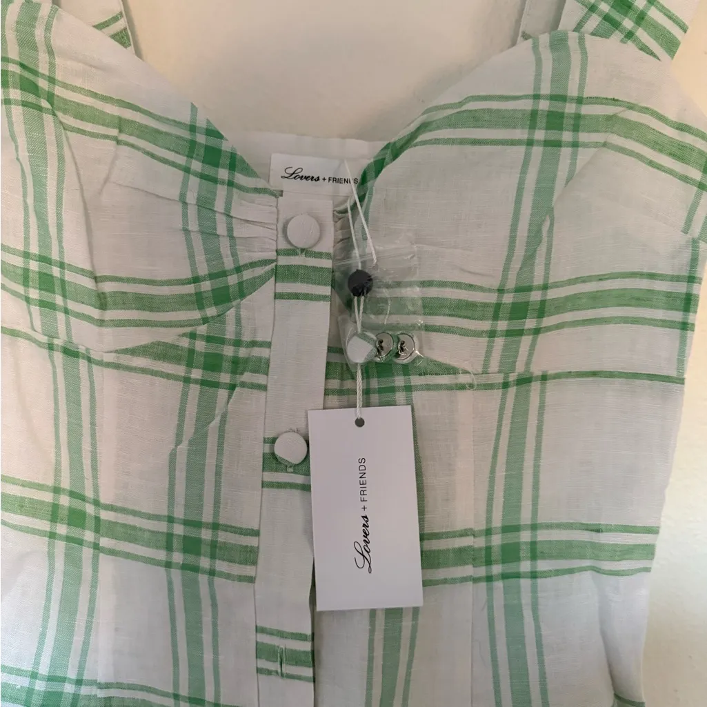 Lovers + Friends Green Checkered Button-Up Top - Image 4