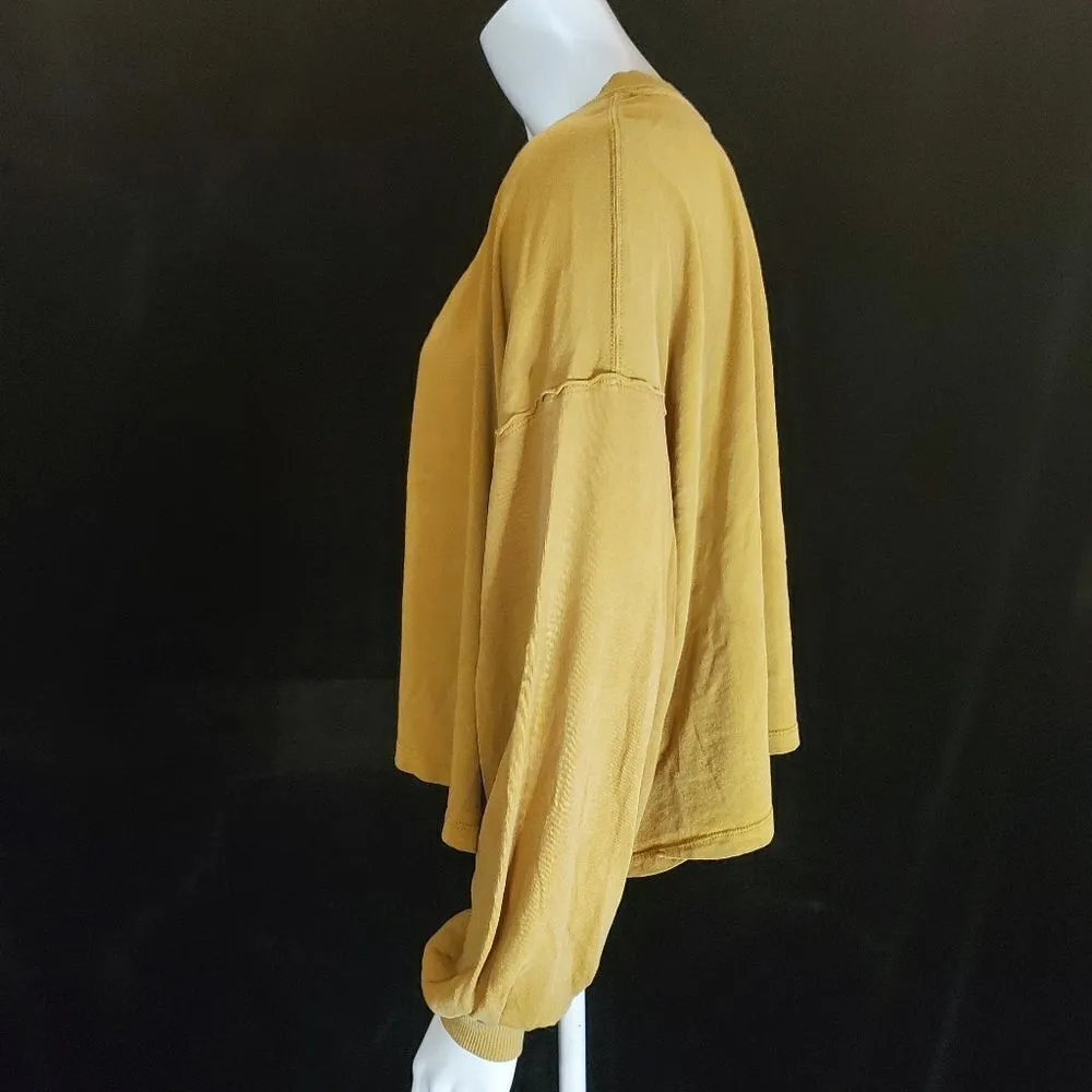 We The Free Mustard Yellow Long Sleeve V-Neck Top (XS) - Image 3
