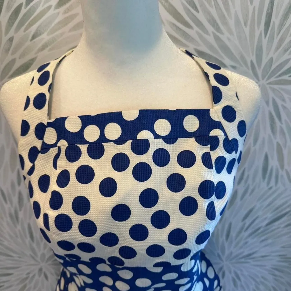 Ann Tobias Blue & White Polka Top‎ Vintage Halter Dress Sz 4 Pin Up Preppy - Image 4