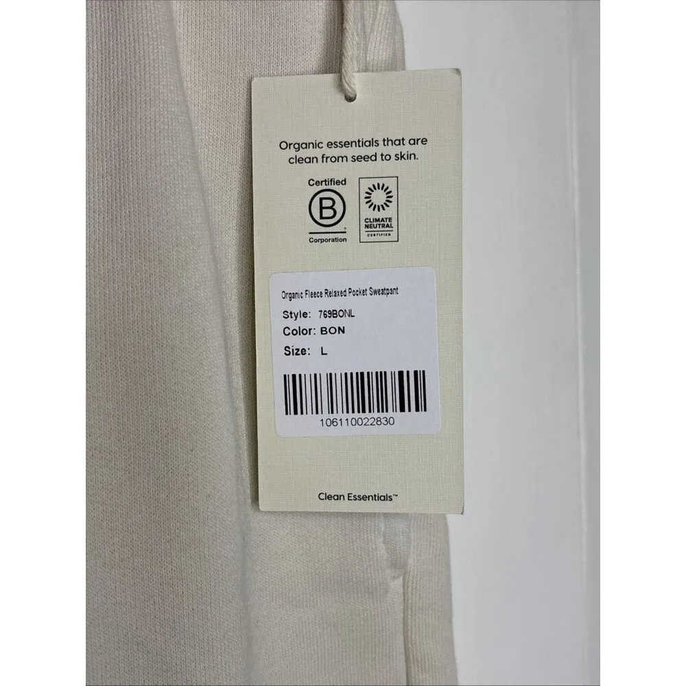 Mate the Label Organic Fleece Relaxed Pocket Sweatpant Bone Large $128 - Image 7