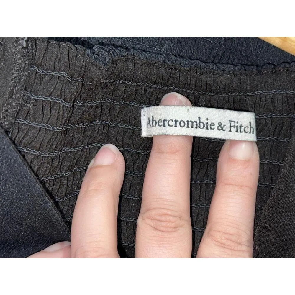 NEW Abercrombie & Fitch Black V Neck Puff Sleeve Peasant Blouse Tops Size Small - Image 5