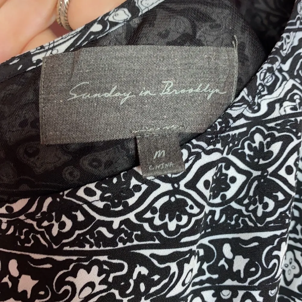 Anthropologie Sunday in Brooklyn Black Printed One Shoulder Smocked Dress - Image 3