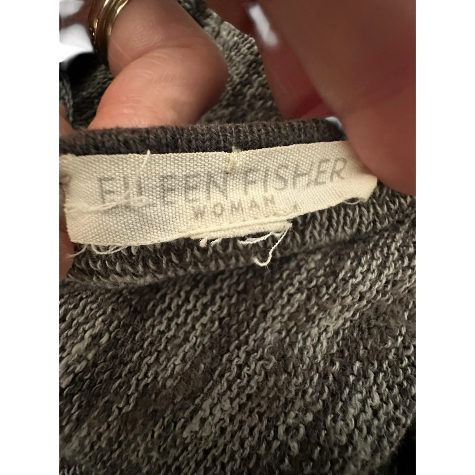 Eileen Fisher Organic Linen Blend Shirt Women's‎ XL Gray Black Lagenlook #AB3-2 - Image 3