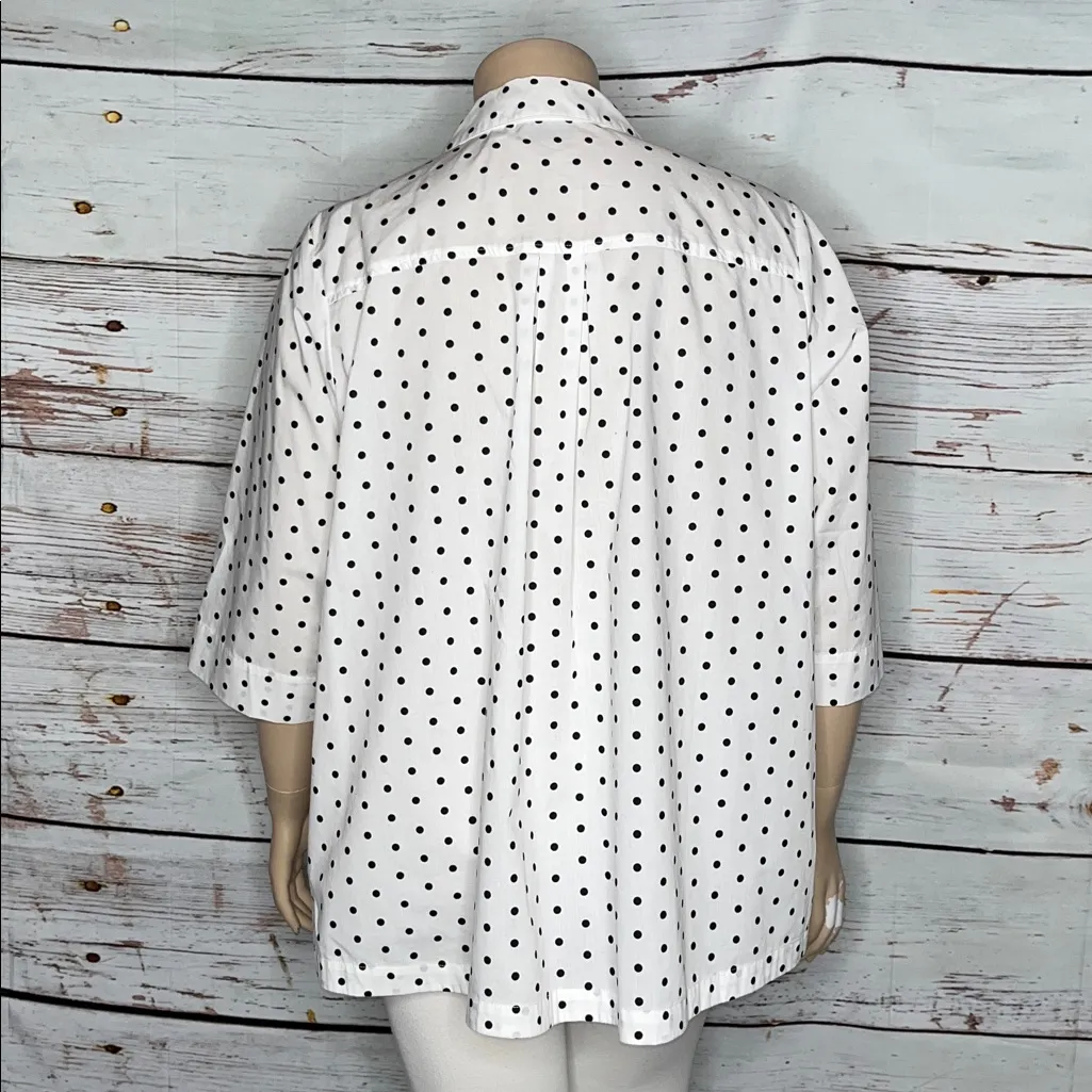 Joan Rivers Size 2X White - Black Polka Dot Button Down Tunic Shirt w/ Pockets - Image 3