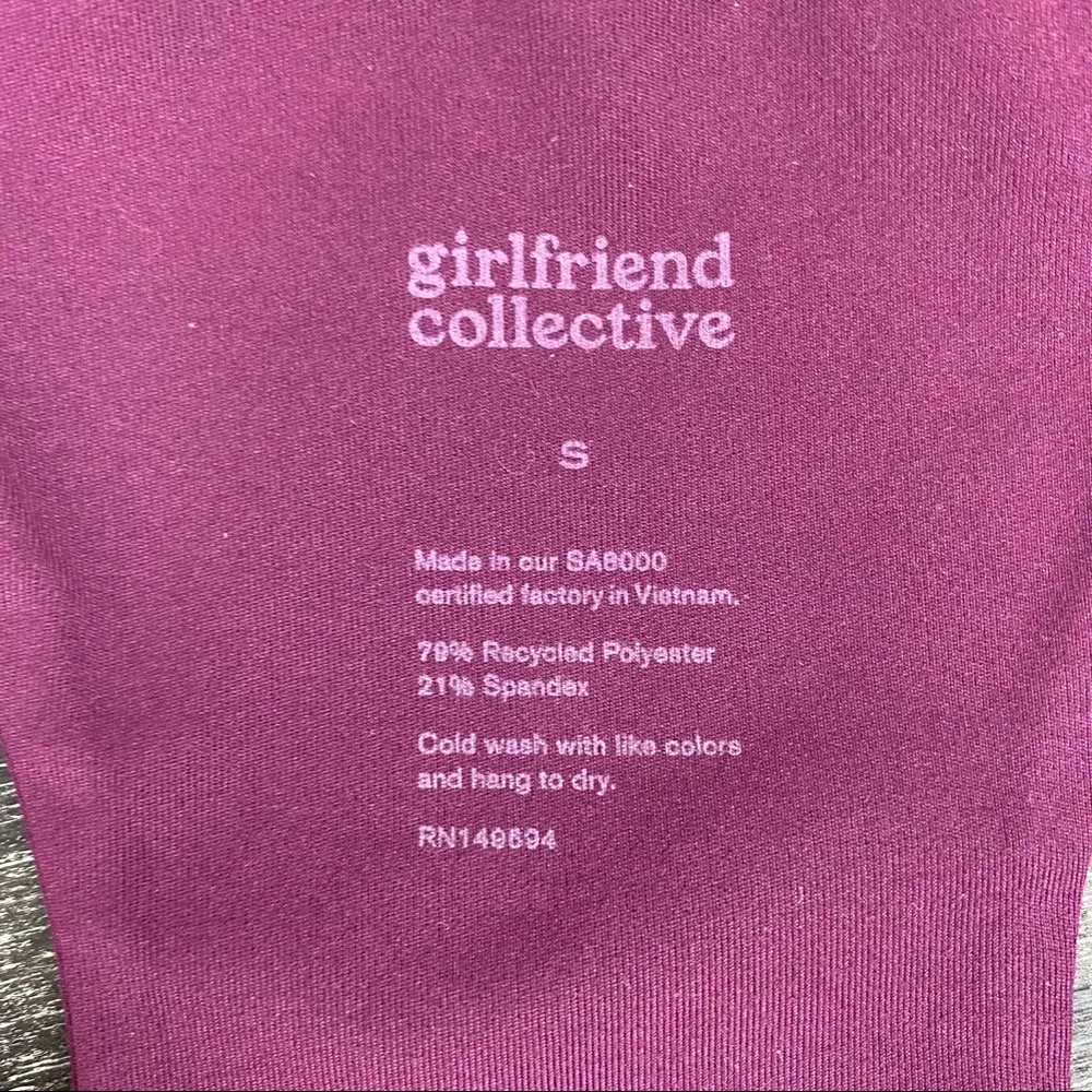 Girlfriend Collective Burgundy Compression Leggings & Crop Top SET Small - Image 9