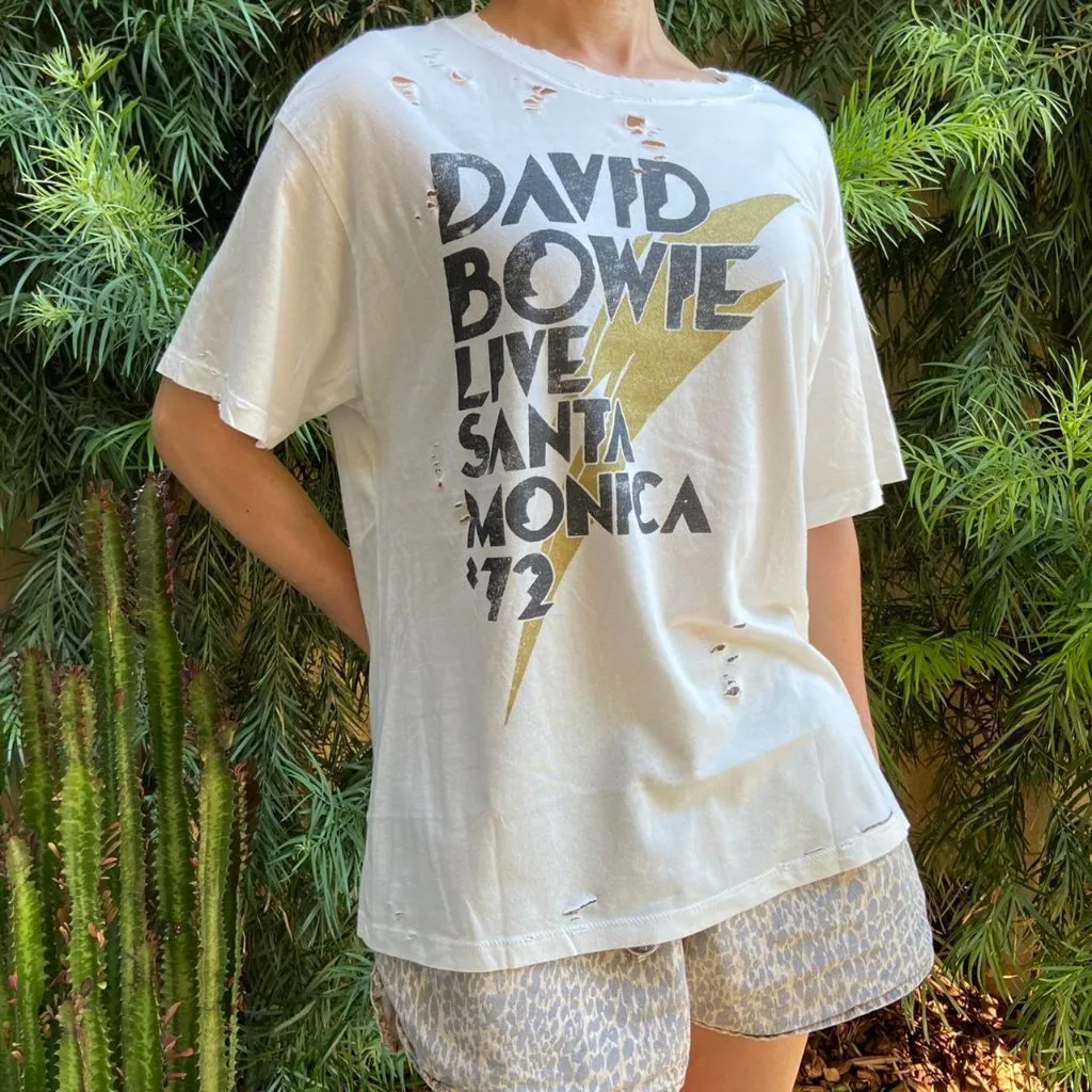 David Bowie Live Santa Monica '72 Light Cream crewneck T - Image 2
