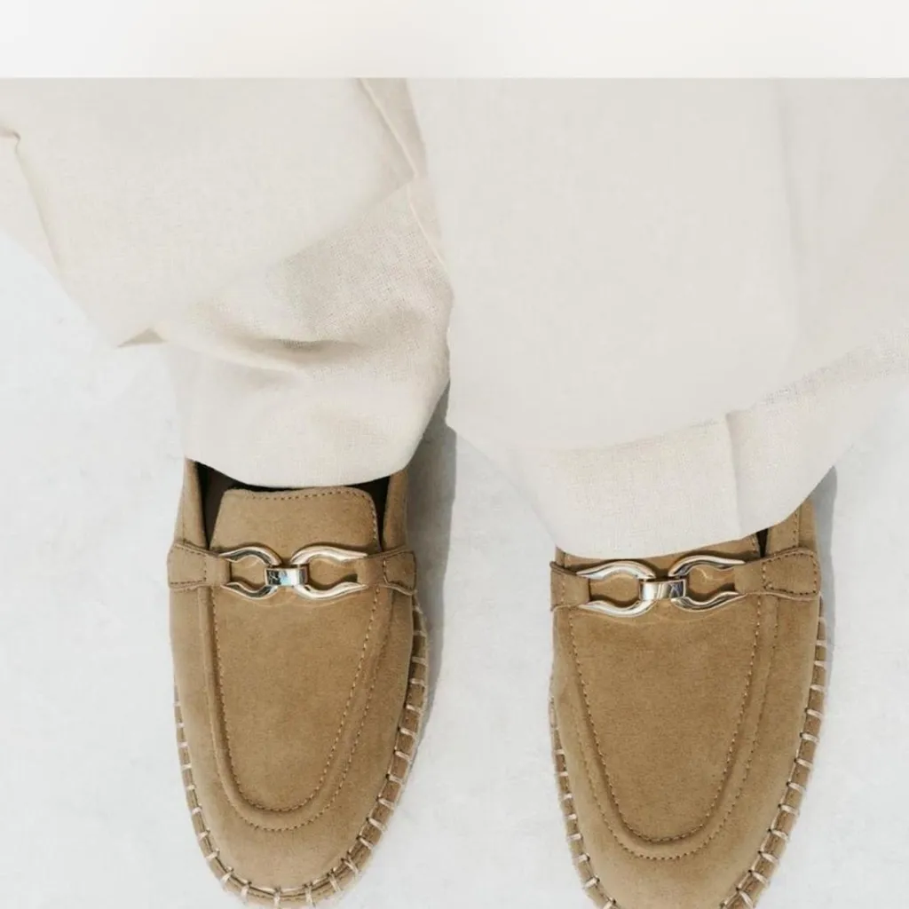 NEW ZARA ESPADRILLE SUEDE  ORNAMENT LOAFER SLIP ON EU 40 US 9 - Image 2