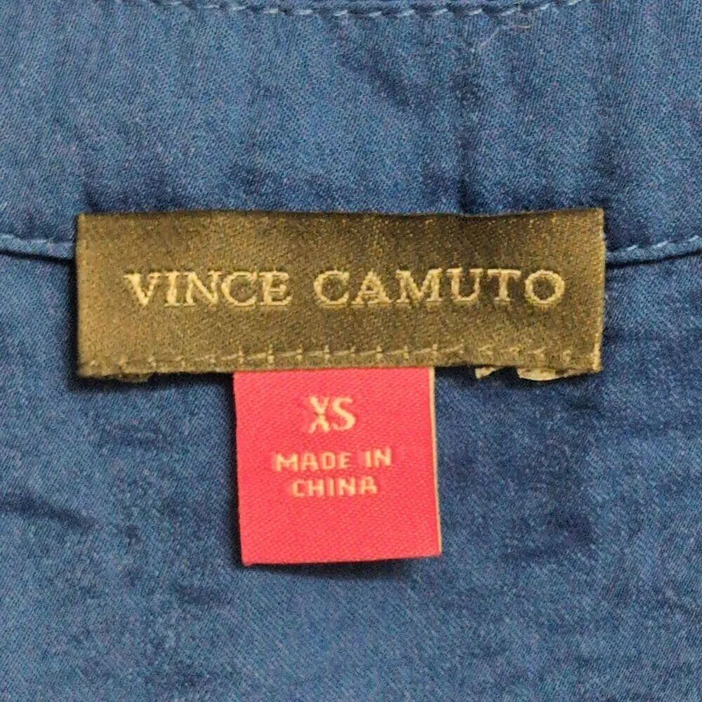 NWT Vince Camuto Sapphire Blue Cobalt V Neck Sleeveless Polyester Blouse Size XL - Image 3
