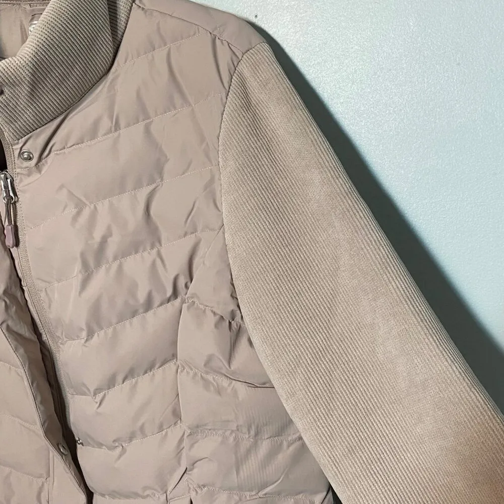 32 Degrees Heat Womens XL Mixed Media Puffer Jacket With Ribbed Sleeve Tan - Image 6