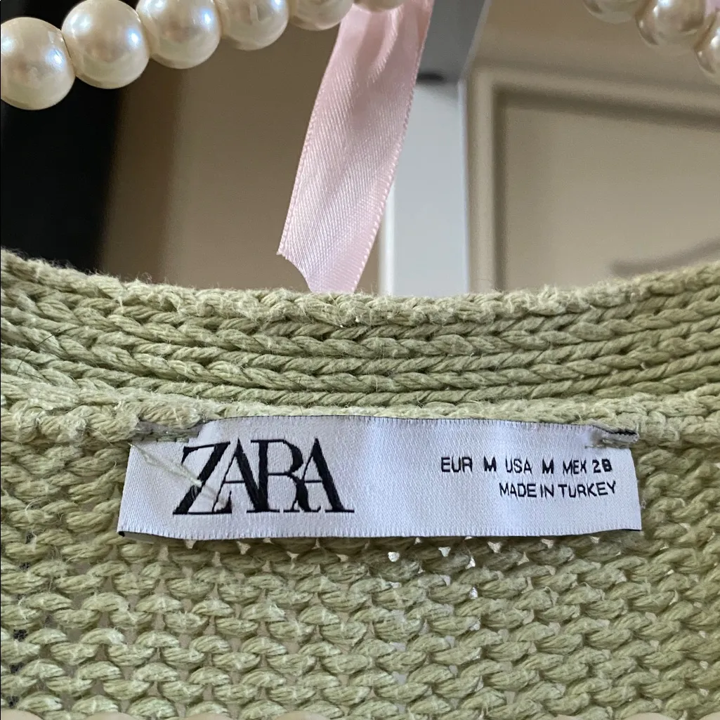 Zara Gem Buttons Green Cardigan Sweater - Image 11