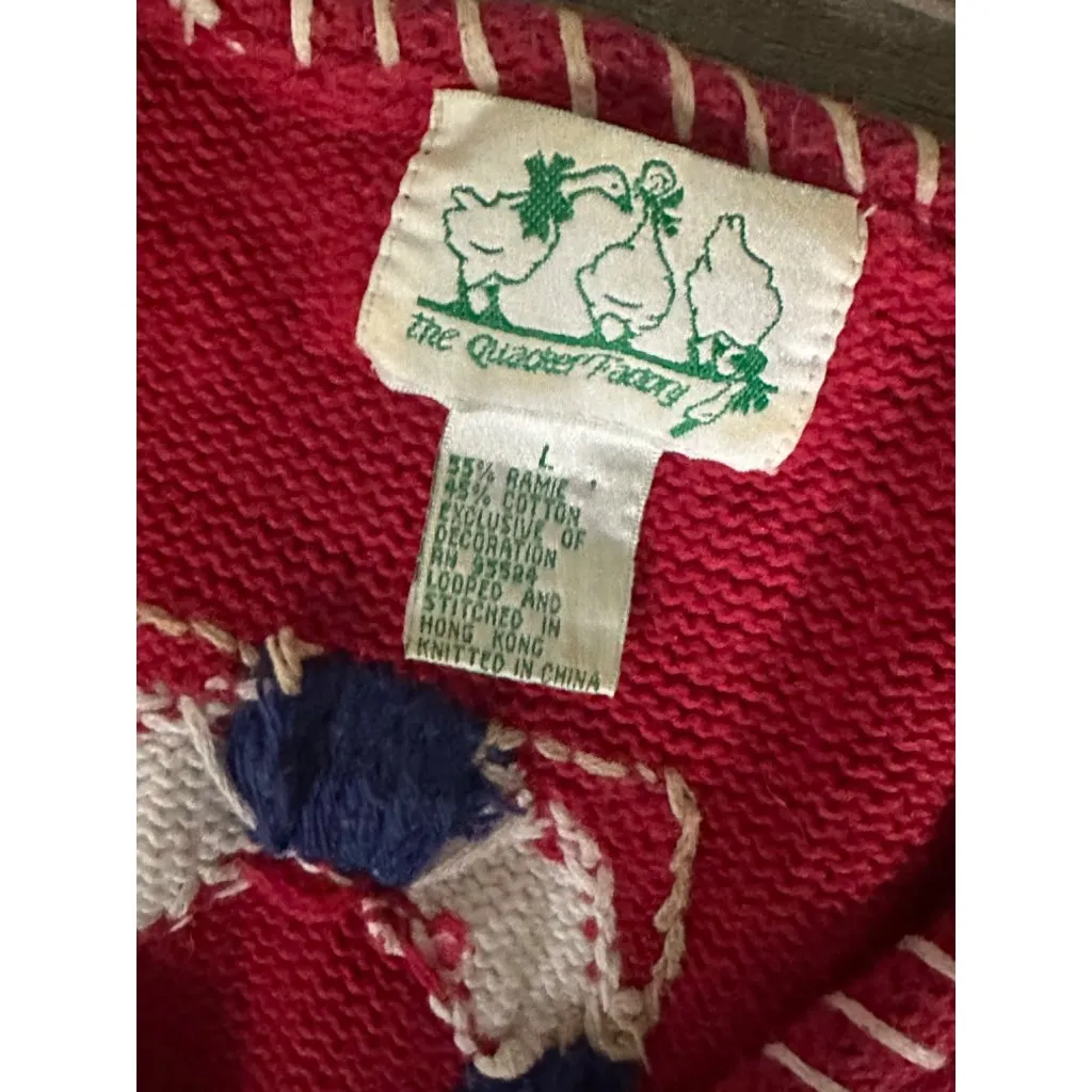 Quacker Factory  Nautical Knit Sweater button Cardigan Red L lighthouse boat - Image 3