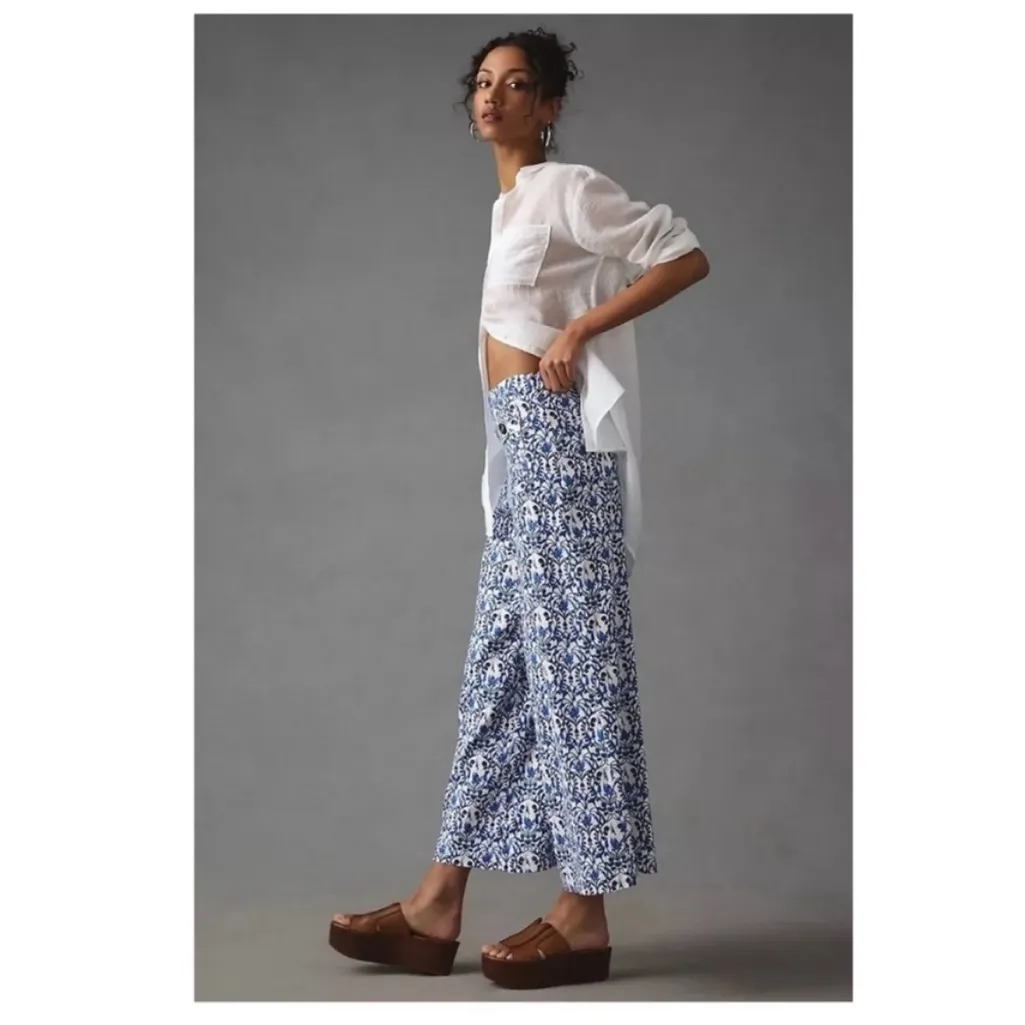 BOGO Anthropologie Maeve Palazzo Cockatoo Bird Printed Pants - Image 3