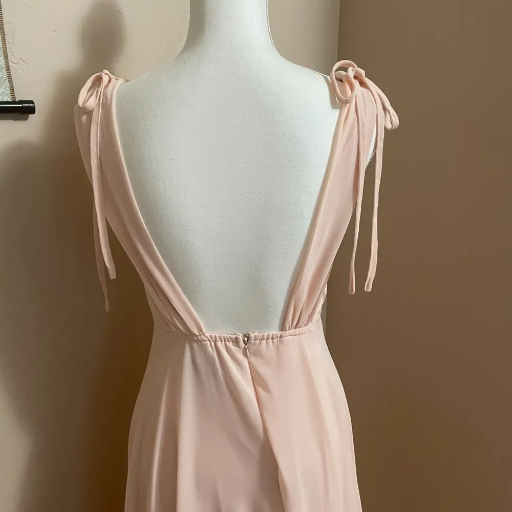 Lulus Thoughts Of Hue Blush Surplice Maxi Dress Pink Size Small Bridesmaid Prom - Image 4