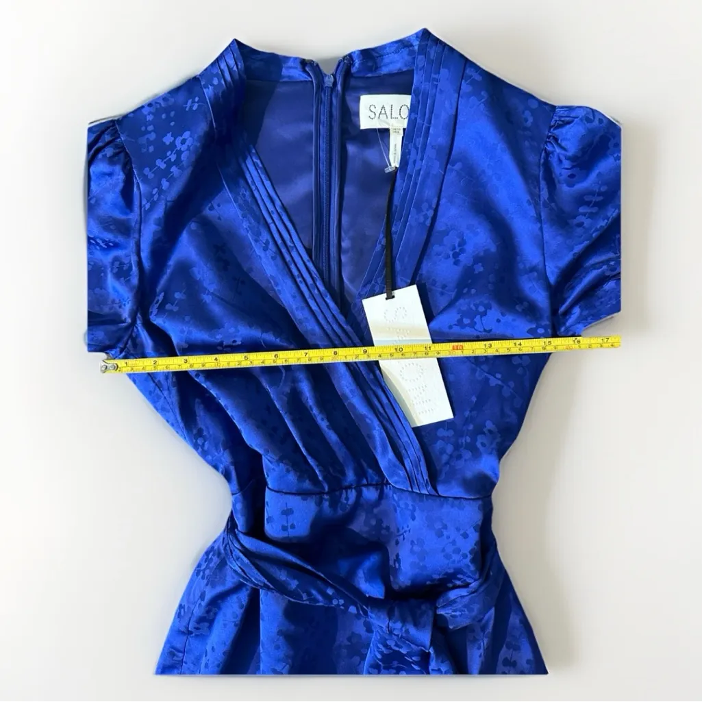 Saloni Womens Silk ‎ Bibi V Neck Tie Waist Dress Cobalt Blue Size 6 $625 - Image 8