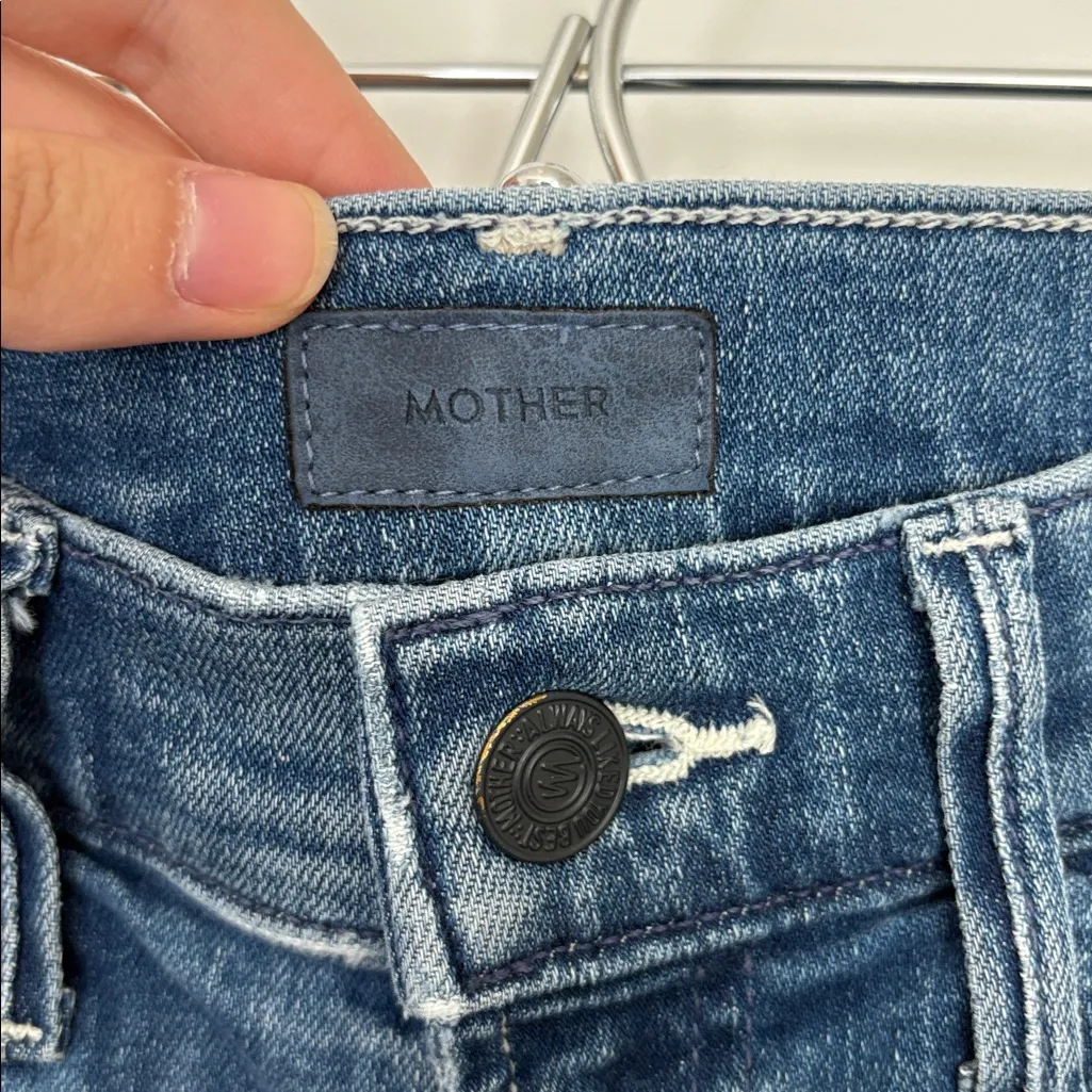 MOTHER THE HUSTLER ANKLE FRAY IN CANT STOP STARING HI RISE ANKLE KICK FLARE SZ26 Blue Size 26 - Image 6