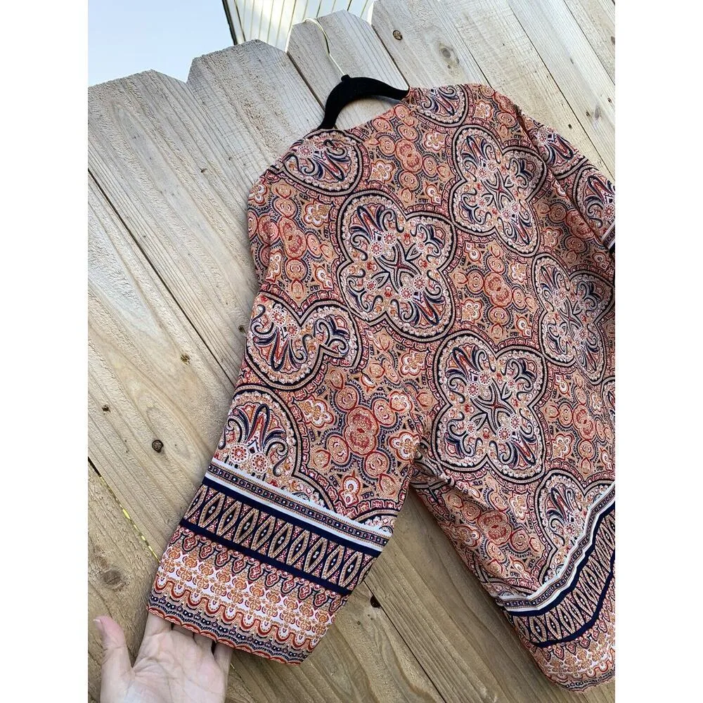 Violet+Claire 3/4th Sleeve Tie Top Blouse Size Medium Orange Light Spring Summer - Image 6