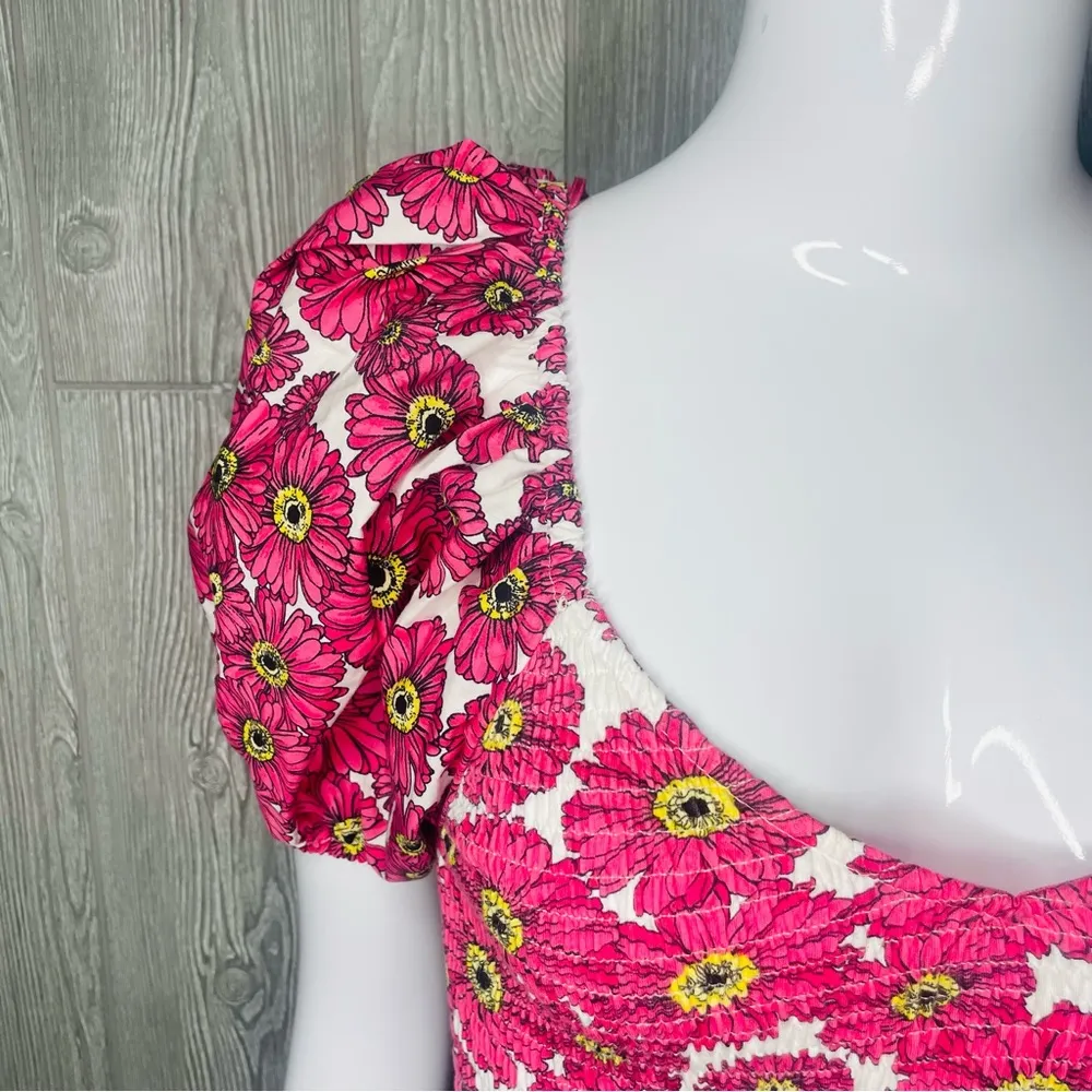 Zara Smocked Floral Daisy Puff Sleeve Dress Size small summer spring dress - Image 3