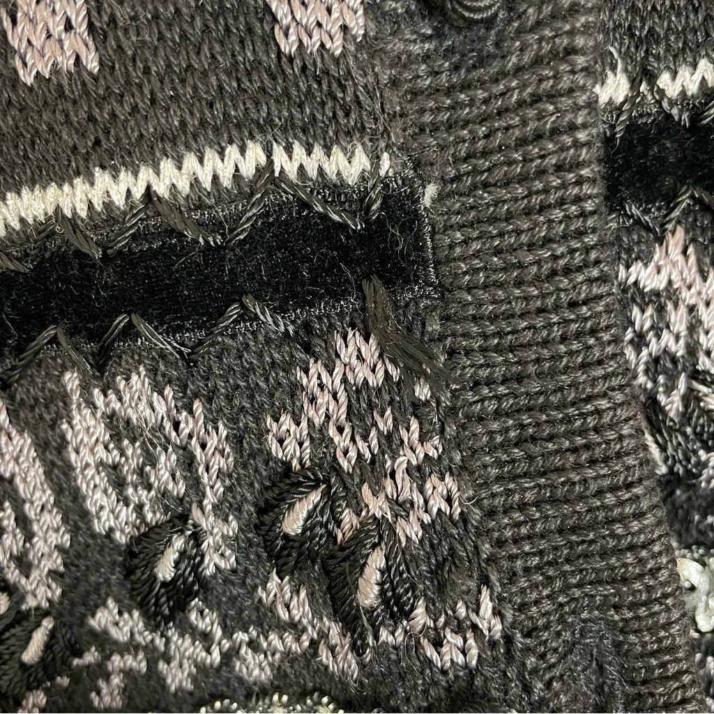 Vintage‎ Cardigan Sweater Women Black Metallic Christmas Holiday Festive Medium - Image 13