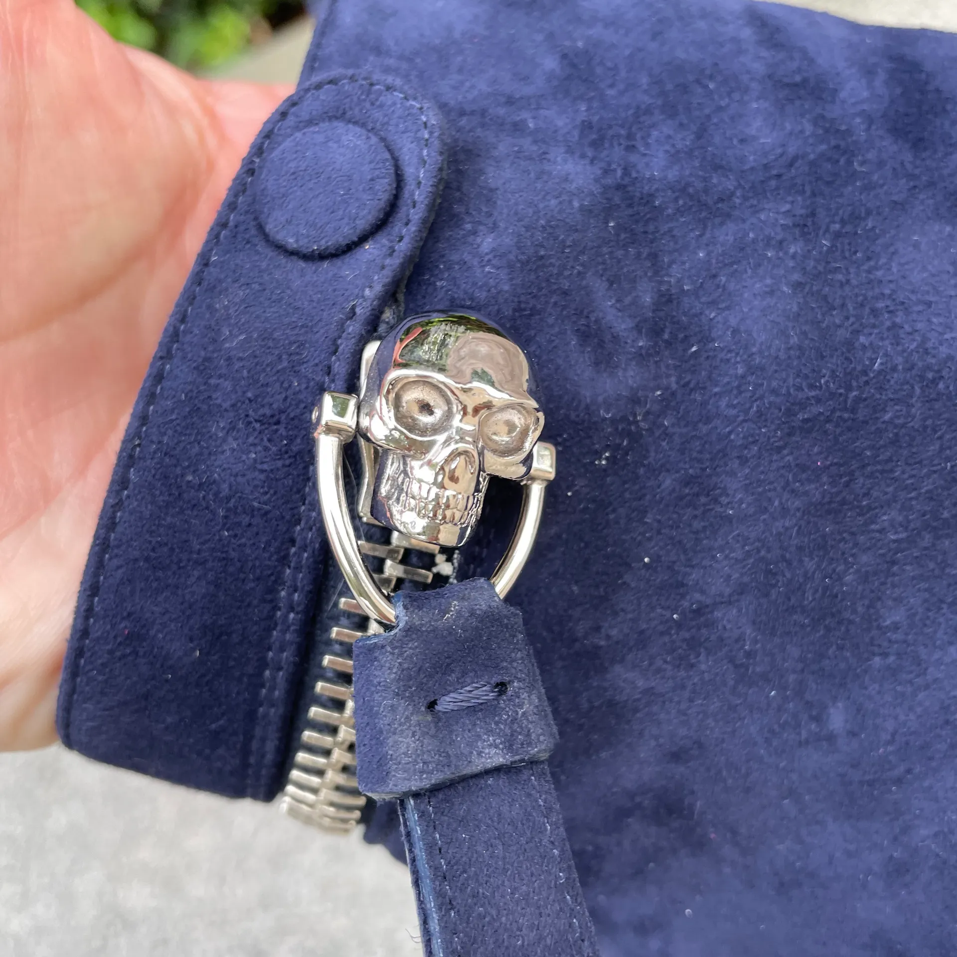 skull asymmetric zip suede wedge ankle boots booties size 37 - Image 8