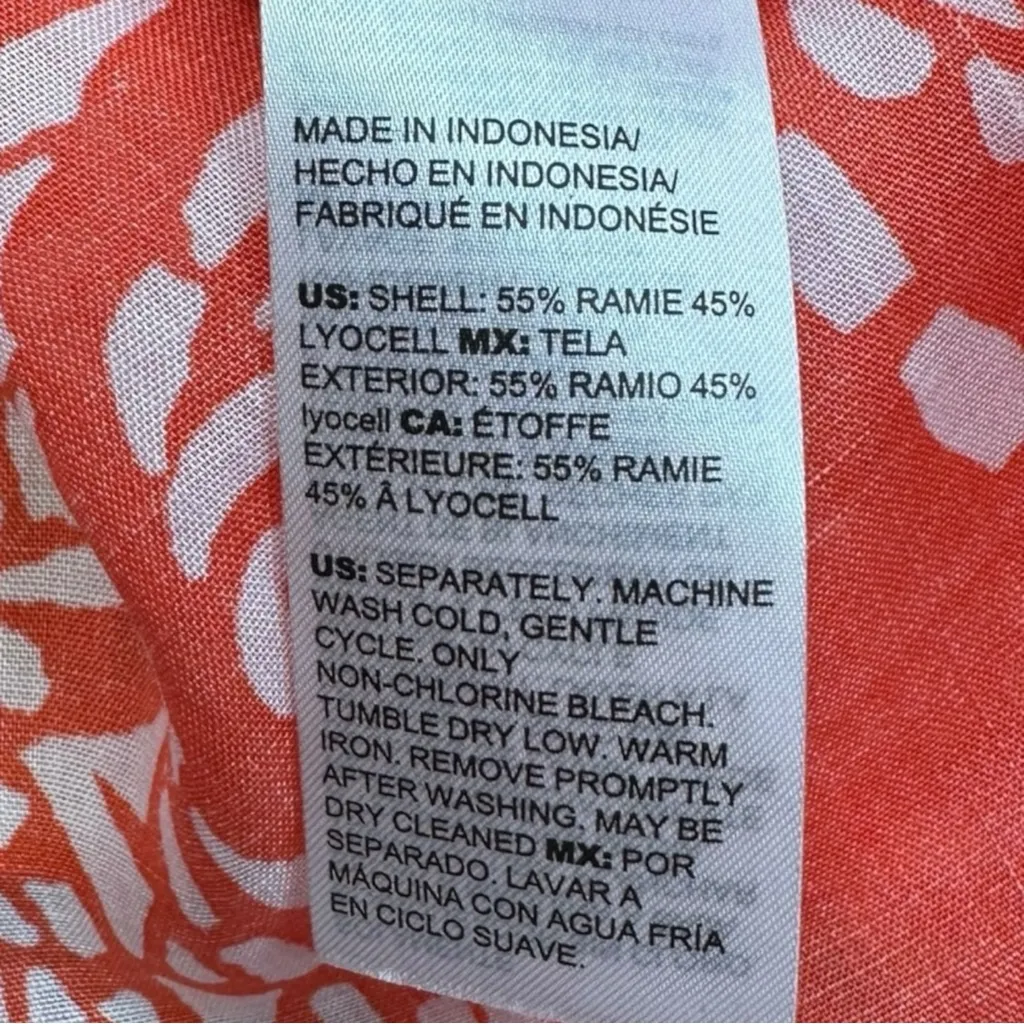 Chico's NWT Orange Mosaic Paisley Ramie Shirt Size XL - Image 6