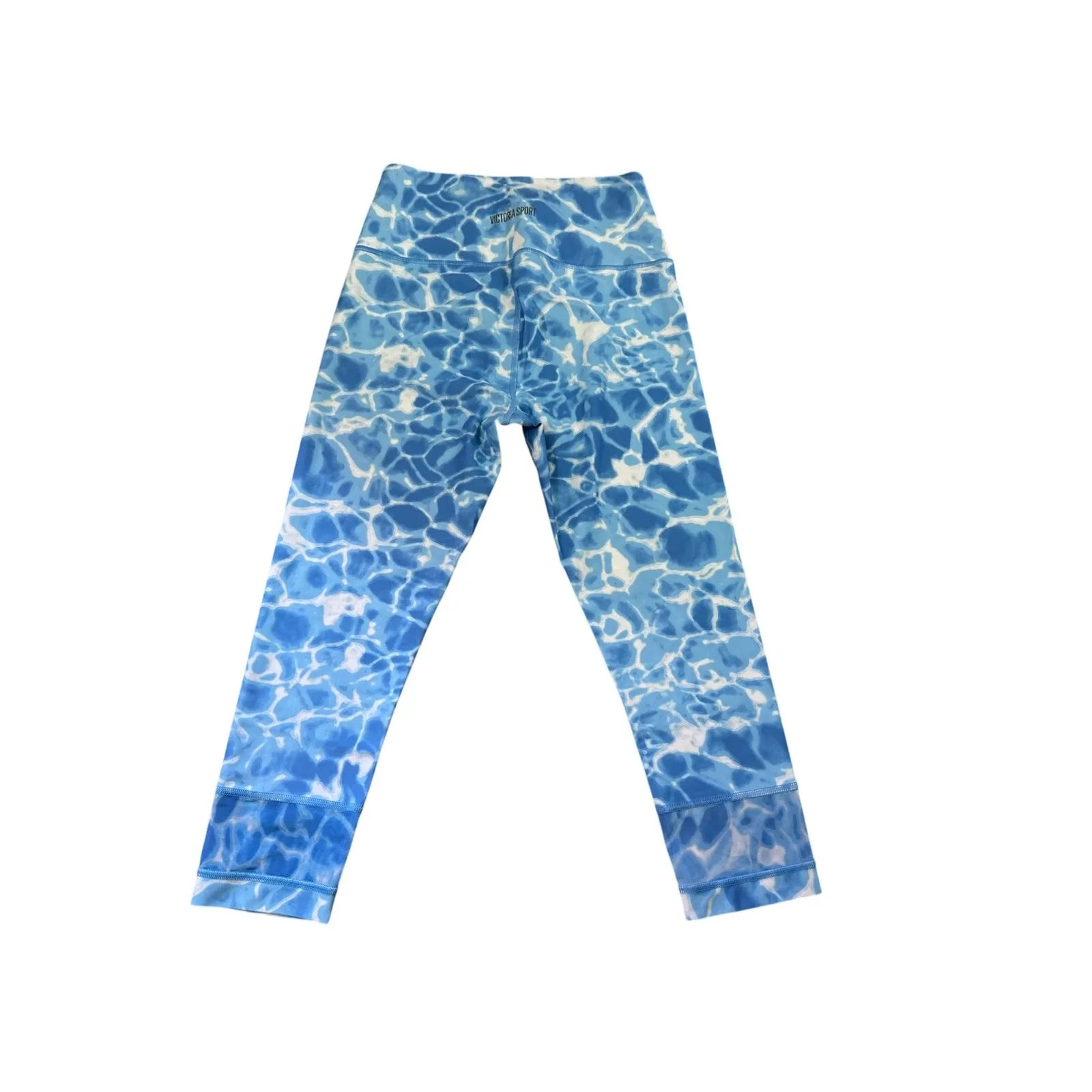 Victoria Sport Capri Leggings High‎ Waist Blue Water Print Athleisure S - Image 4