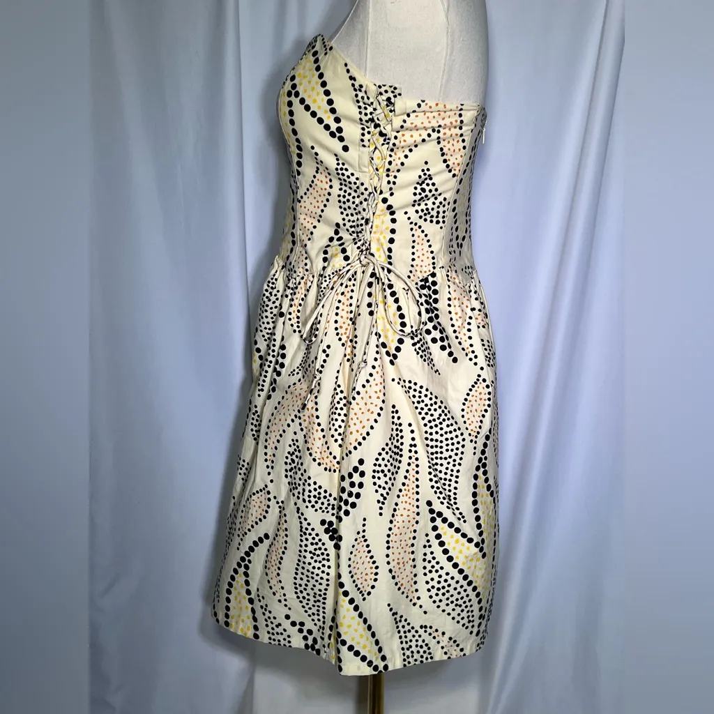 Anthropologie Anna Sui lace up side Corset Dress | 4 Yellow - Image 4