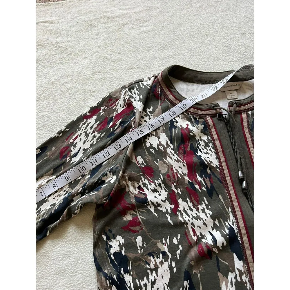 CJ Banks Top Womens Brown Blue Red White Shirt Blouse Full Zip Camo Casual Sz XL - Image 5