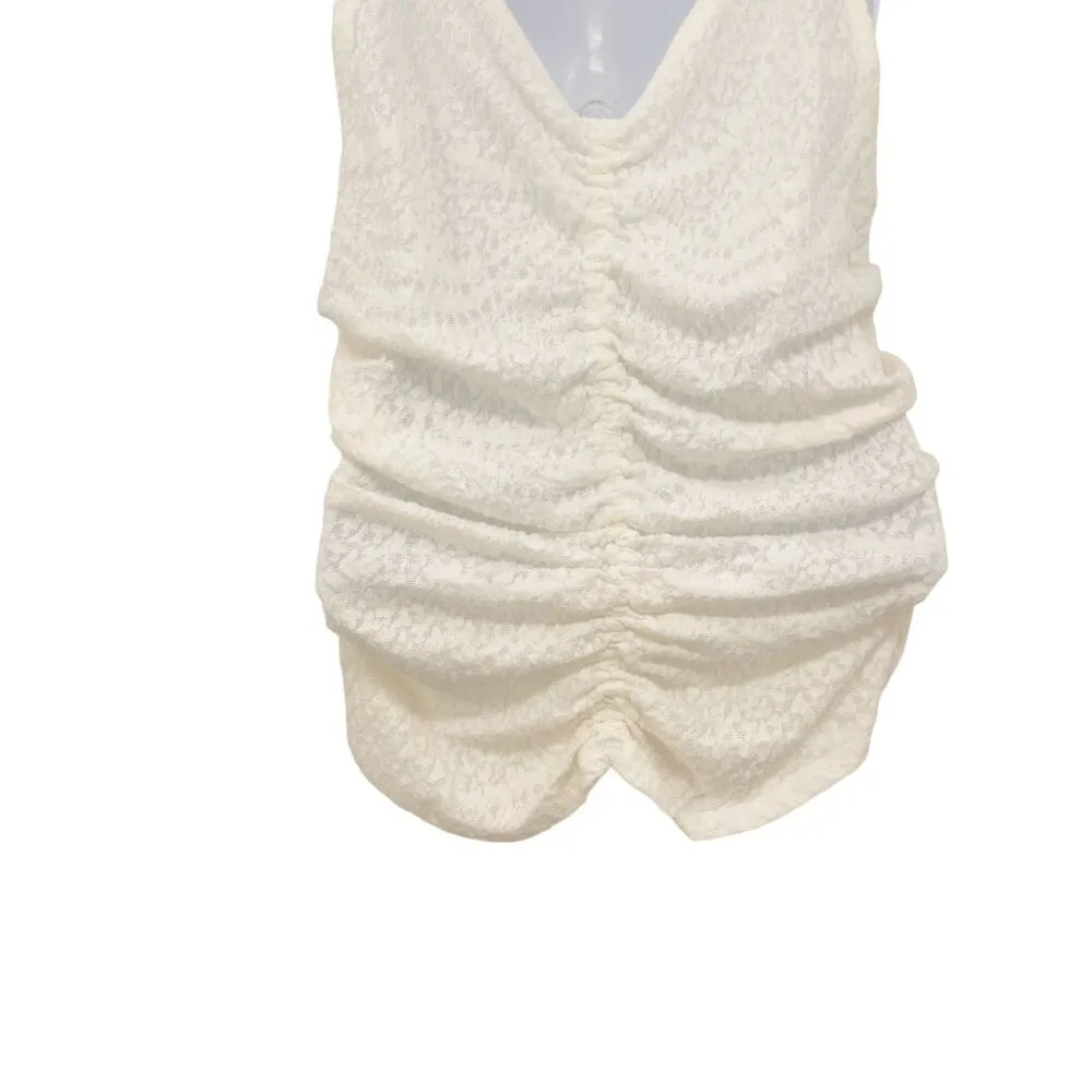 Free People Lace Ruched Love Her Tank Top Cami Ivory White Gardenia - Image 10