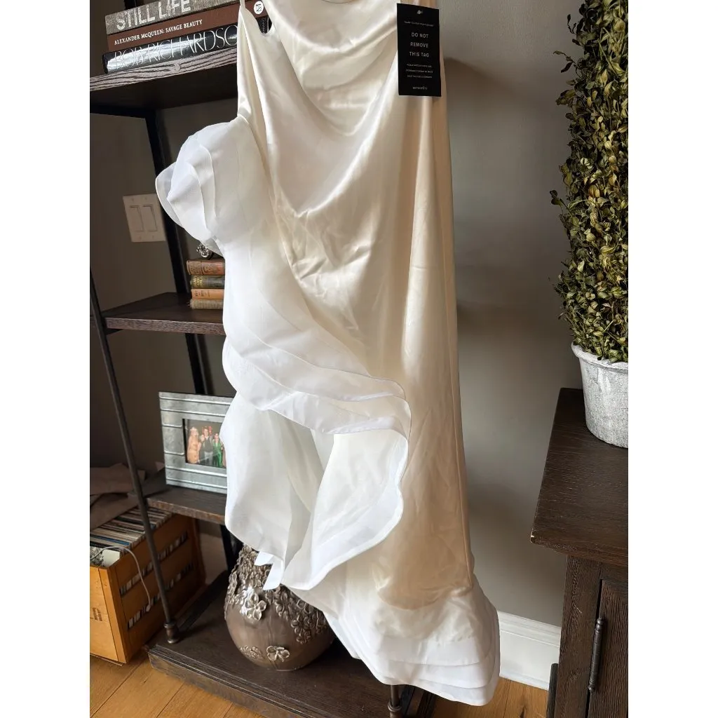 retrofête Kaitlin Ruffled Hem Gown Dress White Womens Size Small - Image 9
