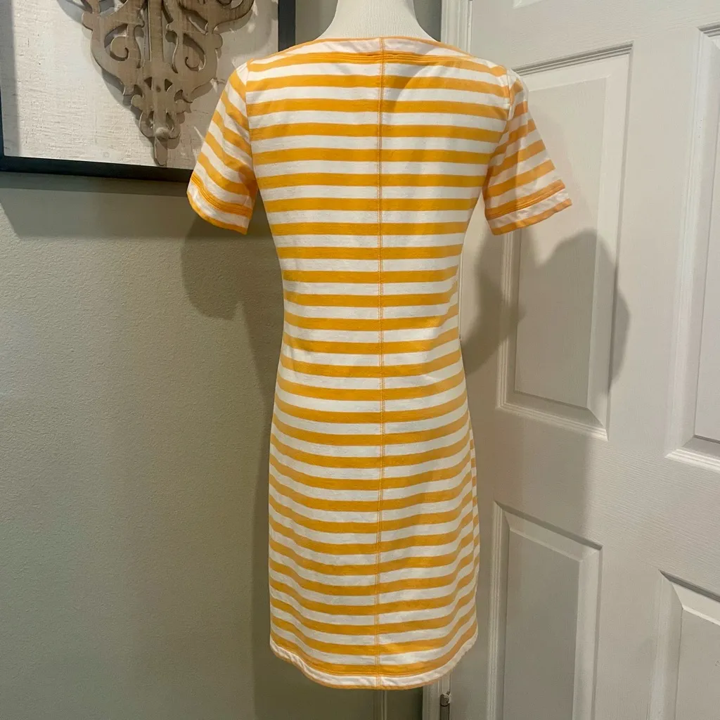 T by Talbots Lace Up Dress Size XS Yellow Ace Stripe Vacation Preppy Nautical - Image 3