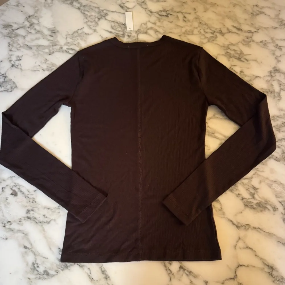 NWT Madewell‎ Drapey Rib Long-Sleeve Tee Brown XS Tape Residue Needs Wash - Image 9