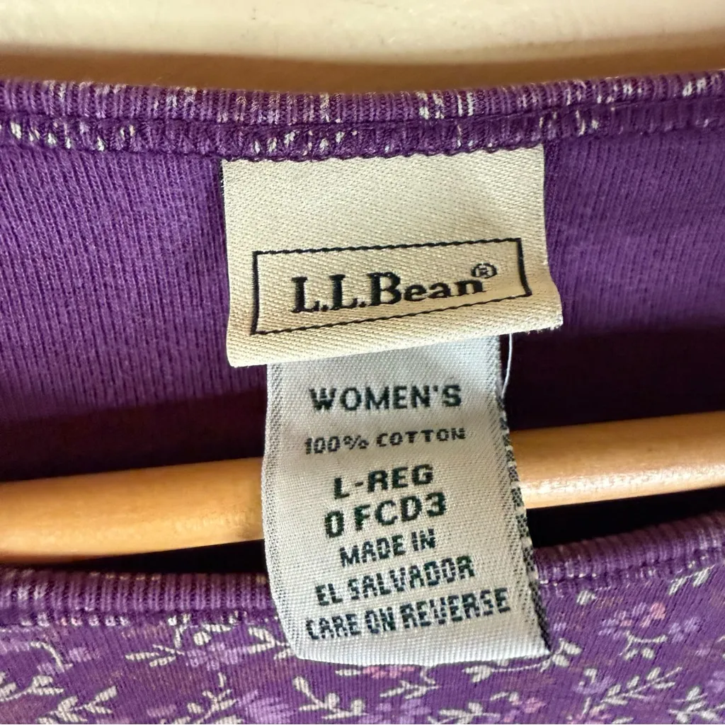 L.L.Bean Calico Floral Knit Purple Size Large Womens Outdoor Career‎ Wear - Image 2