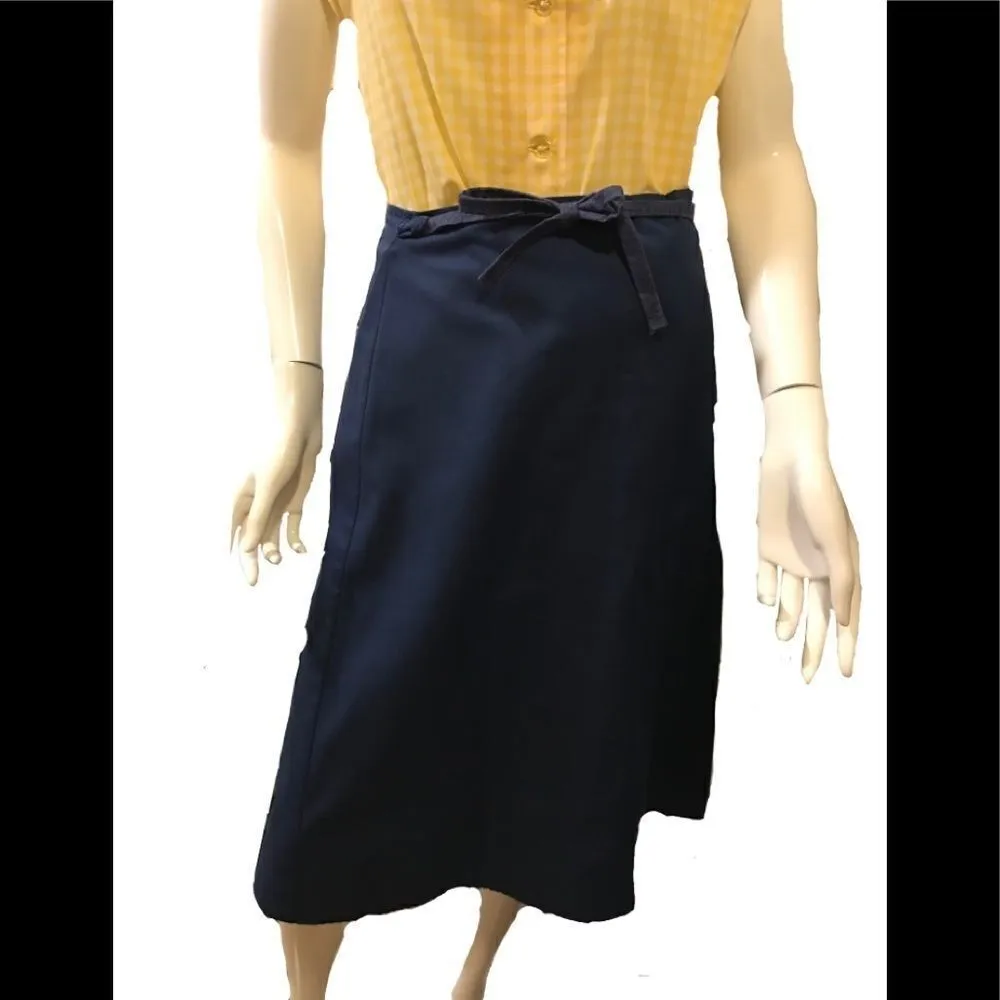 Vintage 1970s Sailboat Wrap Denim Skirt Medium Gingham Print Blue Size undefined - Image 8