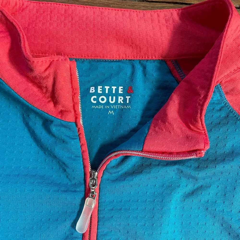 Bette & Court 1/4 Zip Long Sleeve Swing Sunshirt in Blue & Coral - Image 10
