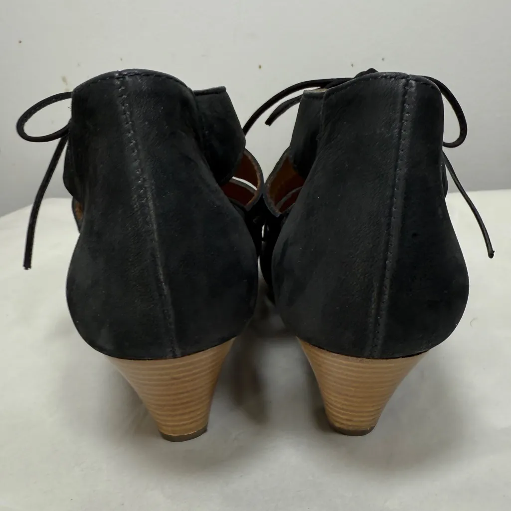 Paul Green Black Cutout Lace-up Heeled Sandals Sz 7 - Image 8