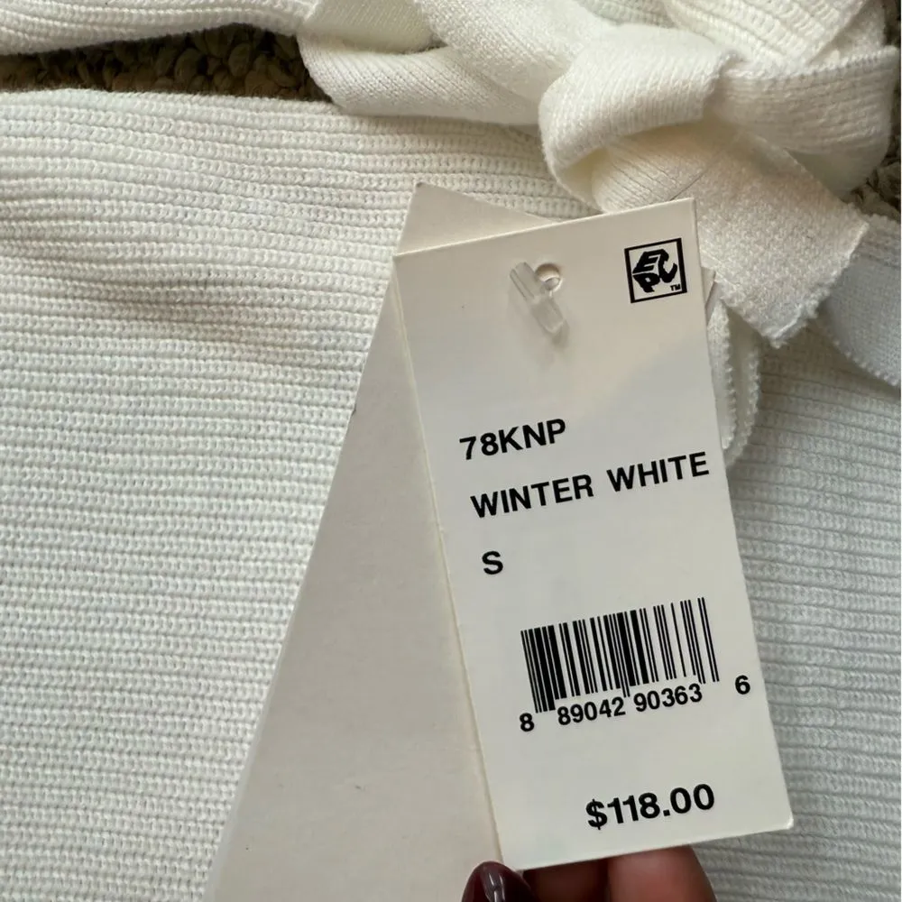 French Connection S Caballo Floral Embroidered Statement Sleeve‎ Sweater White - Image 5