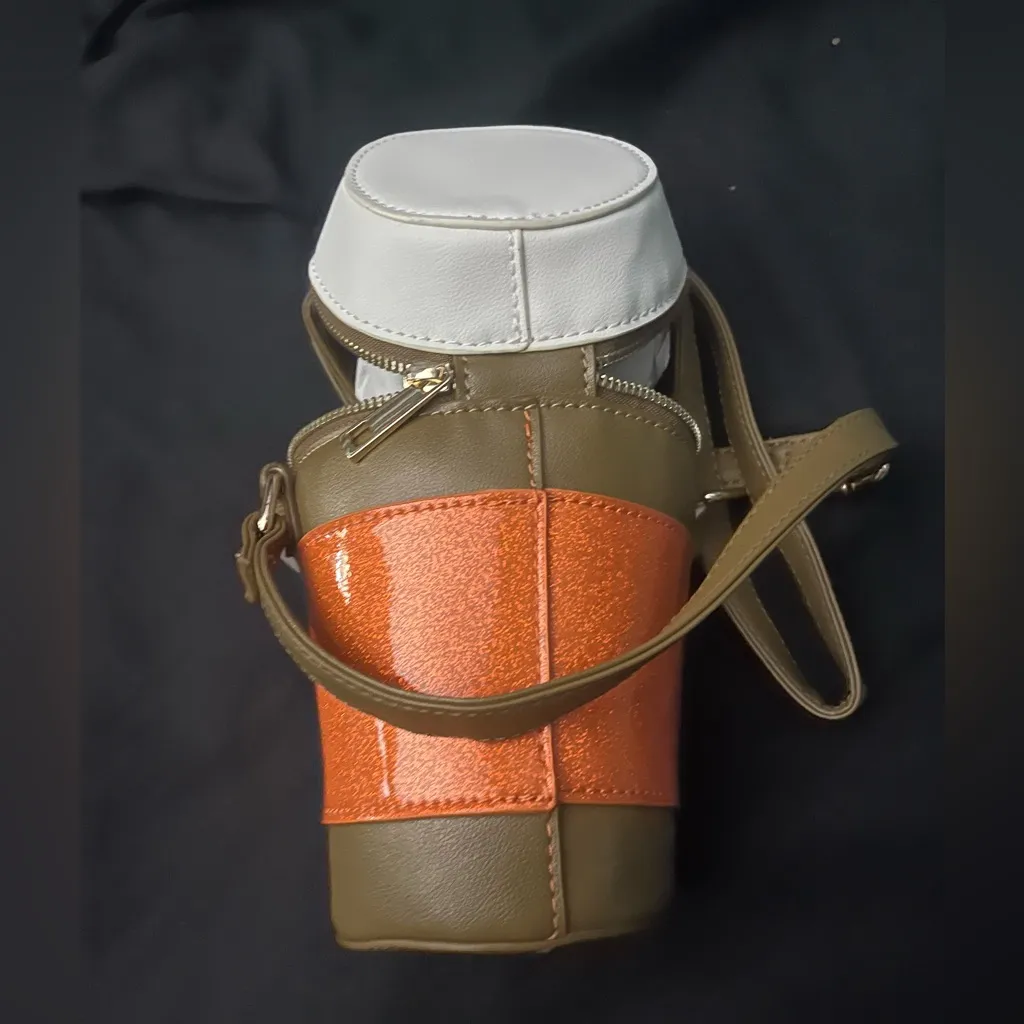 Mad Engine Pumpkin Spice Latte PSL Cup Crossbody Handbag new Orange - Image 3