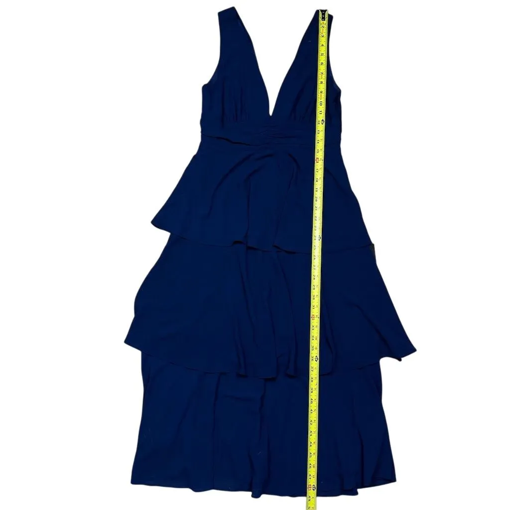 NWT Lulus Women's Celebration Time Navy Blue Sleeveless Tiered Midi Dress Size L - Image 6
