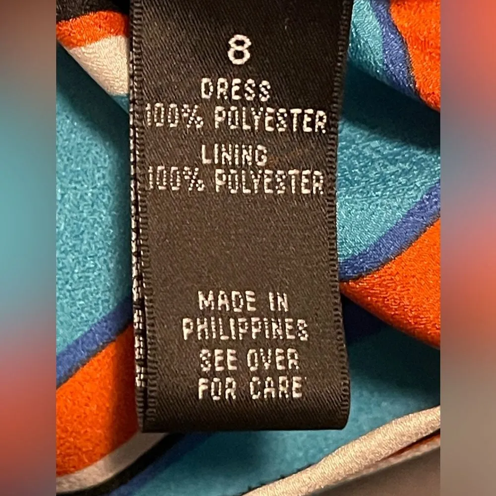 ALYX Women's Vibrant Red/Blue/Black Striped Lightweight Mock Wrap Dress Size 8 Red - Image 4