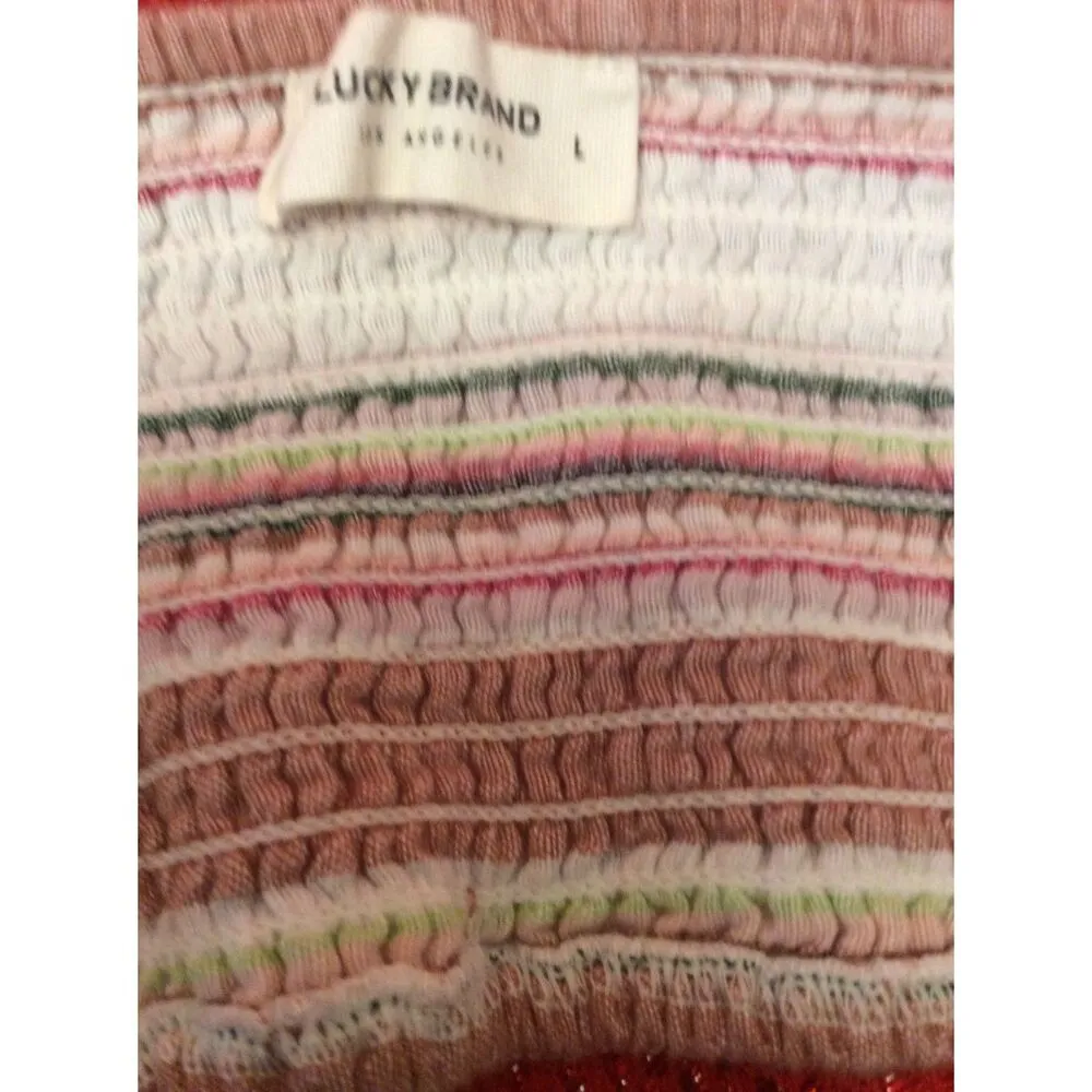 LUCKY BRAND Crop Halter Top Smocked Striped Size Large L Womens - Image 5