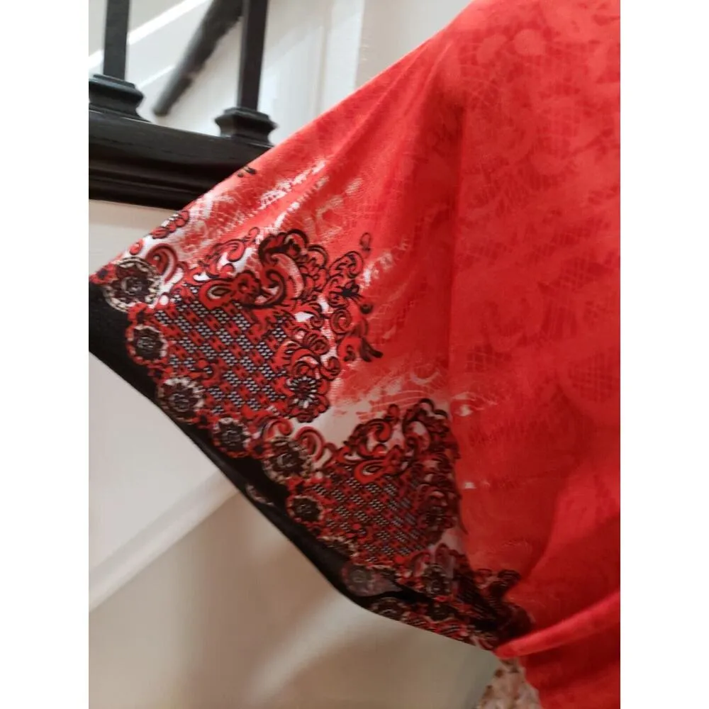 Women's Multicolor Floral 100% Polyester Short Sleeve V - Image 5