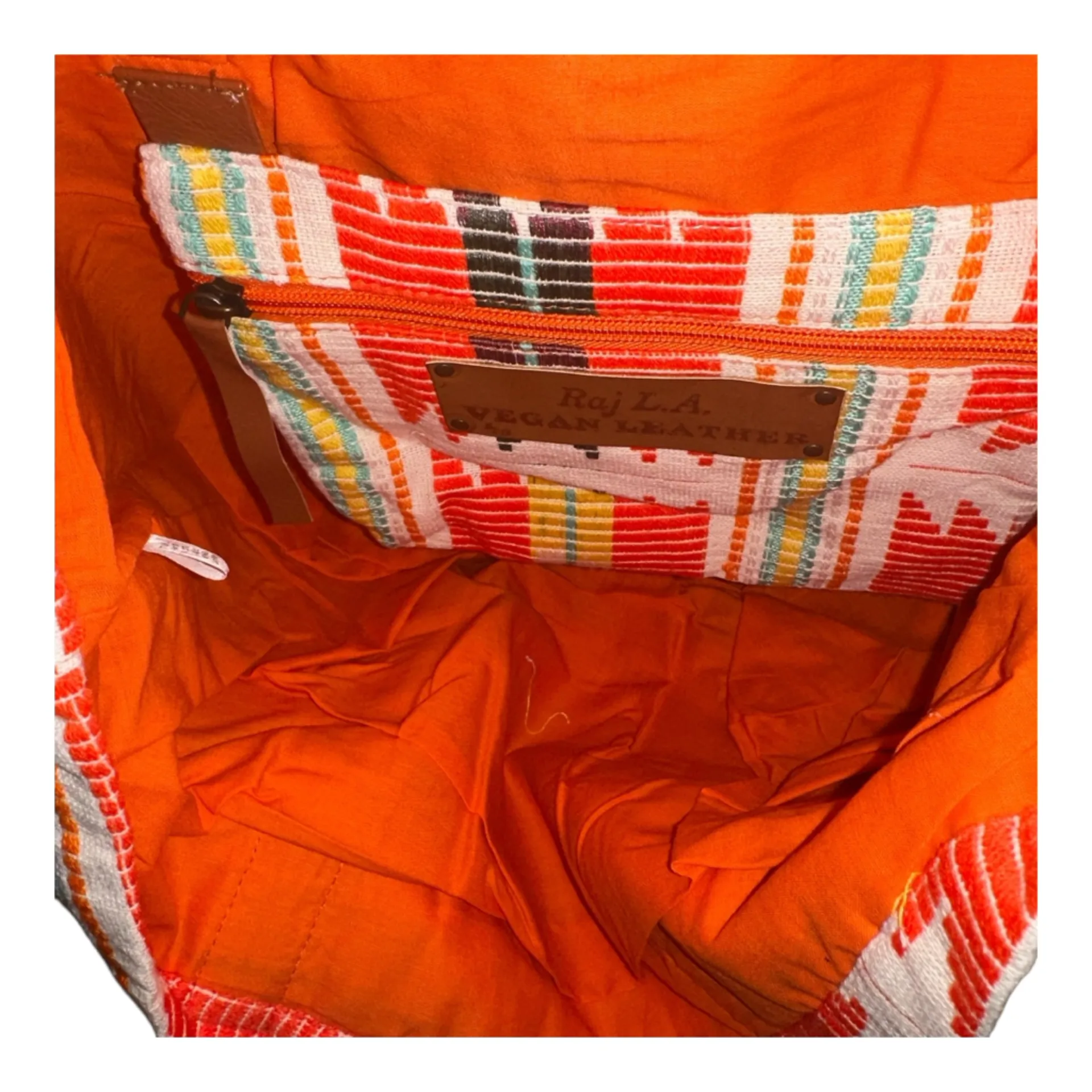 RAJ Woven Tote Bag with Vegan Leather Trim and Handles - Image 3