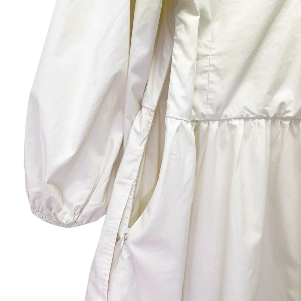 NWT GAP Puff Sleeve Ruffle Neck Mini Dress in Chino Beige Cream Cotton Size 4 - Image 11