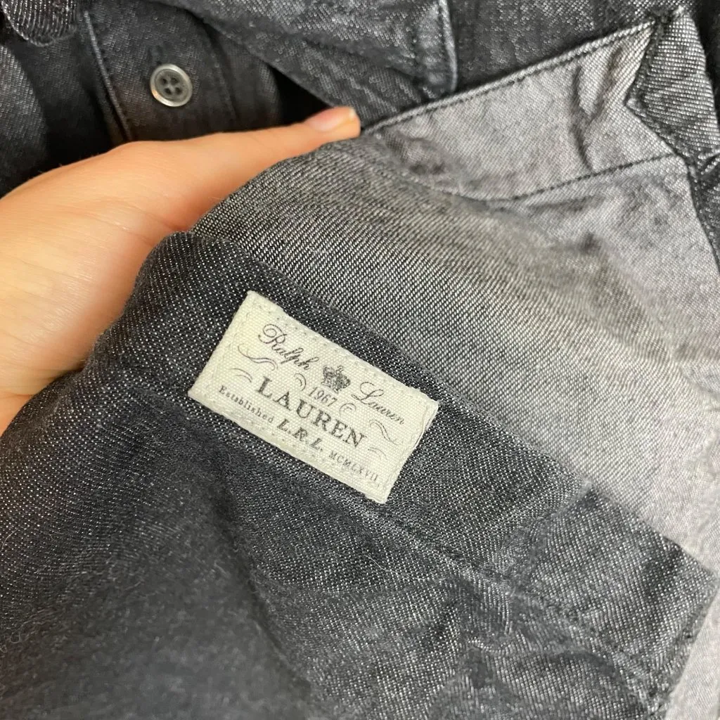 Lauren‎ Ralph Lauren Women's M Gray Long Sleeve Denim Shirt Dress Belted - Image 5