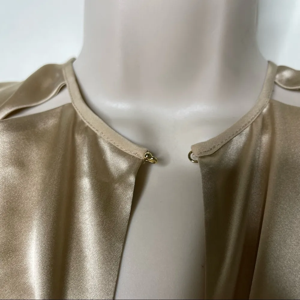 Perse by Carlisle in champagne ivory 100% silk front sleeveless top sz S - Image 8