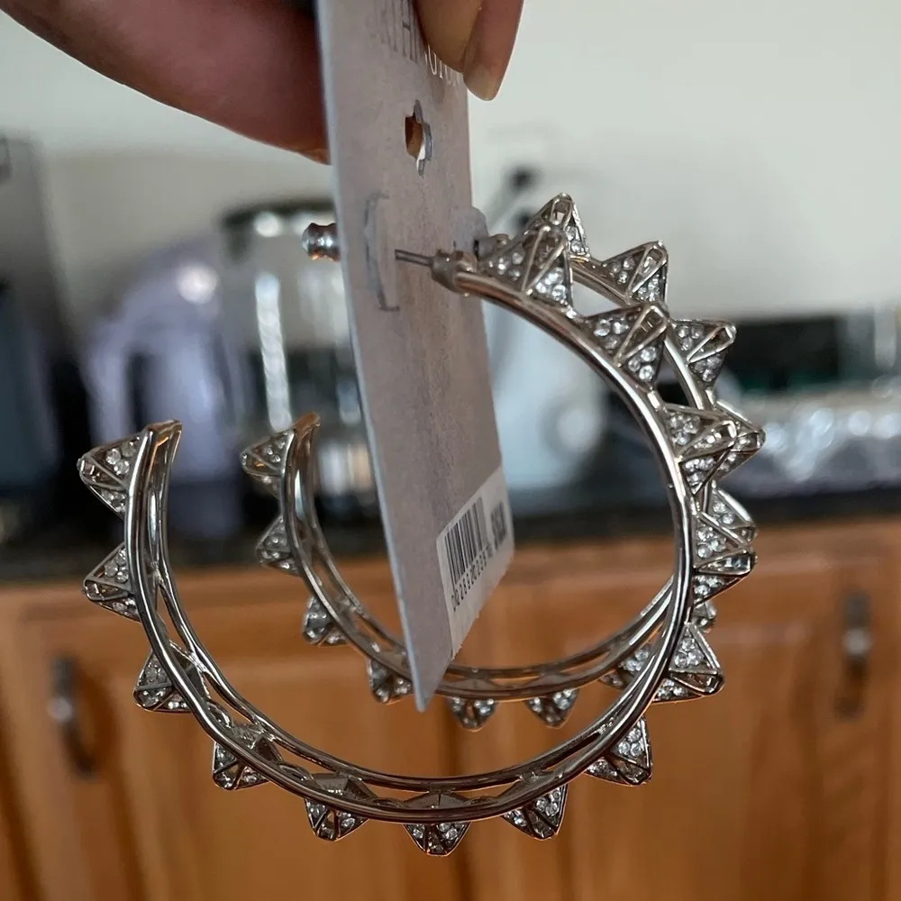 Worthington Silver Hoop Earrings - Image 2