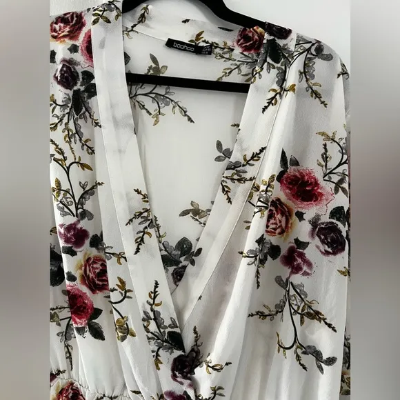 Boohoo Plus Flower Ruffle One Piece White‎ Romper Plus Size 18 - Image 4