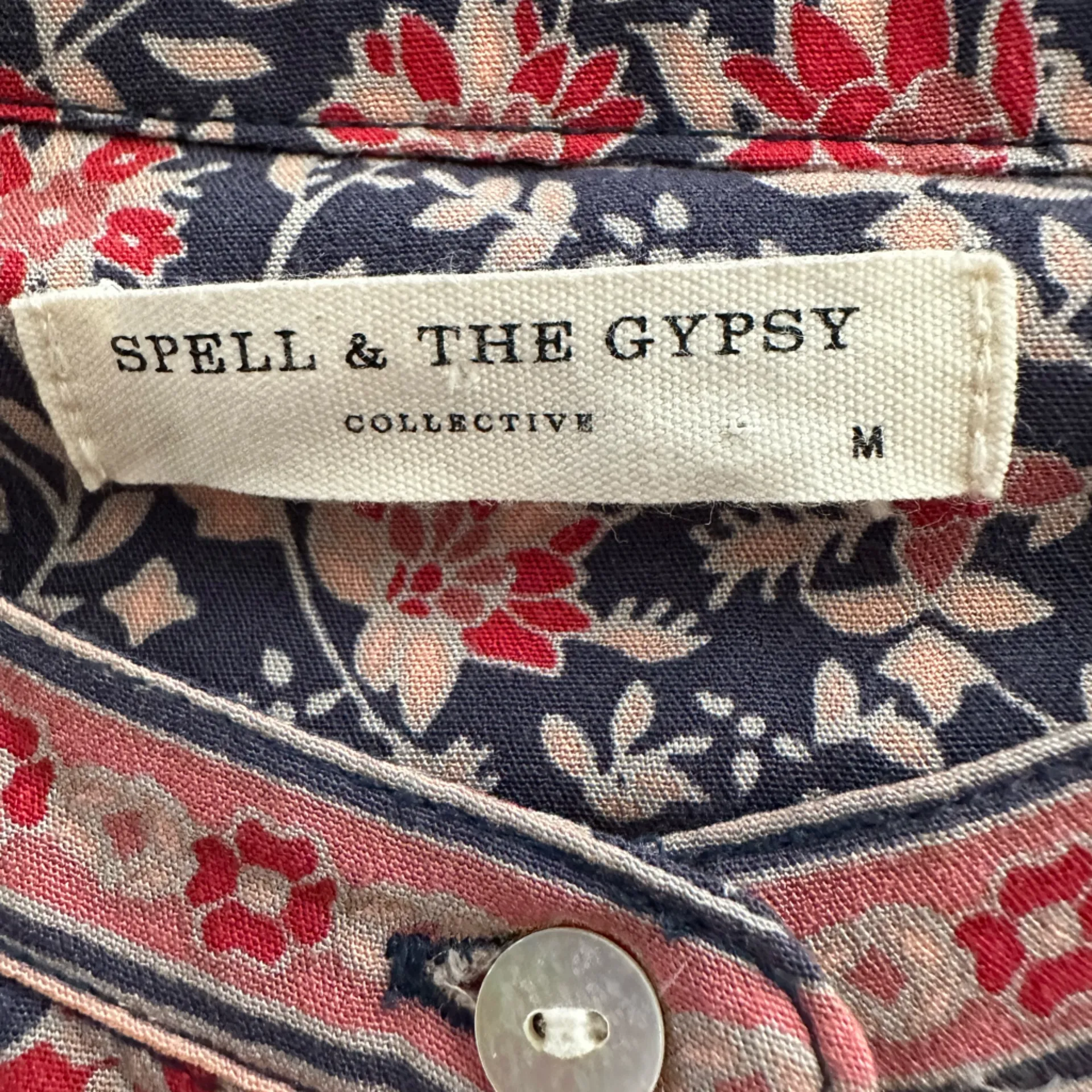 Spell & The Gypsy Jasmine Play Dress Floral Boho Mini Long Sleeve Size Medium Blue - Image 9